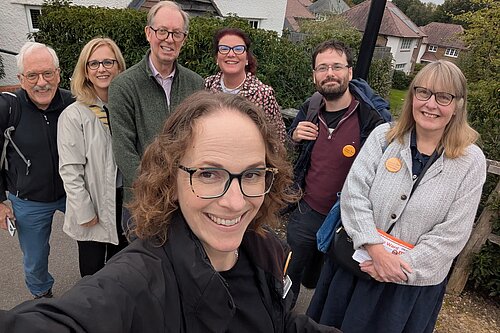 Alison, Cllr Caroline Ward, and campaigners in Haywards Heath