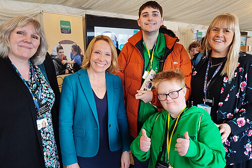 Helen with Derwen staff and service users