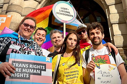 Executive Members outside the National Liberal Club at Pride in London 2023