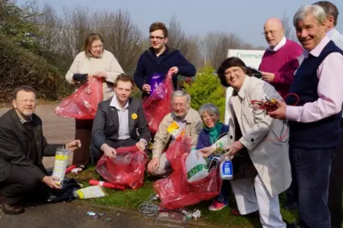 MEP Catherine Bearder (2nd right, front) with Milton Keynes campaigners sorting the recycling