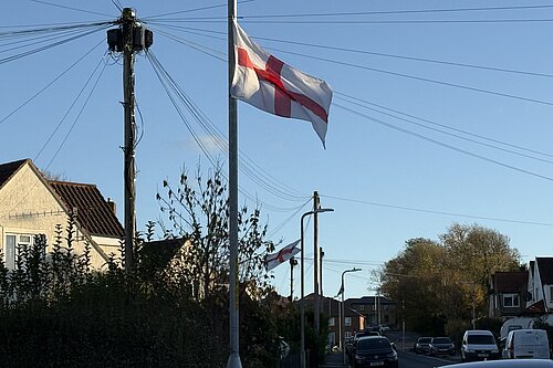 Flags on lamp posts