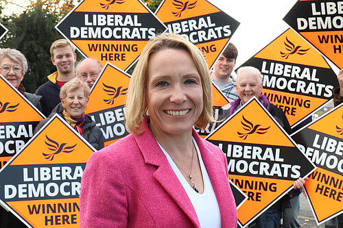 Helen Morgan with supporters