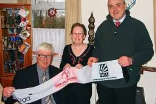 Rochdale MP Paul Rowen at Jean Ashworth's home with Clive Rushmore, eaga representative.