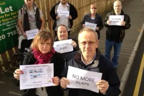 Karen Chilvers & Cllr David Kendall with local residents in St James Road 