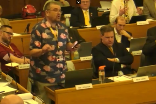 Screenshot of Tim Prater speaking at Kent County Council