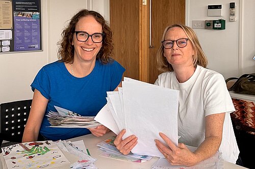 Alison and Kate judging the entries