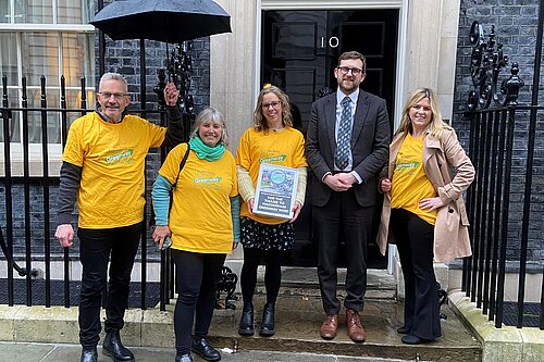 Freddie and Greenway campaigners outside 10 Downing Street 