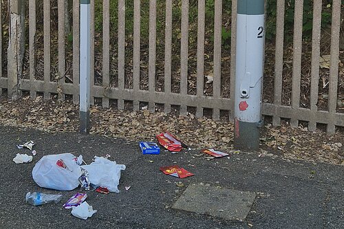 litter at box hill station