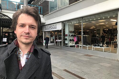 Niall Hodson in Market Square Sunderland