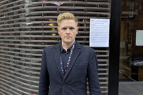 Victor outside Labour HQ