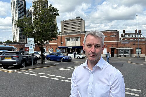 Will Forster outside Woking train station