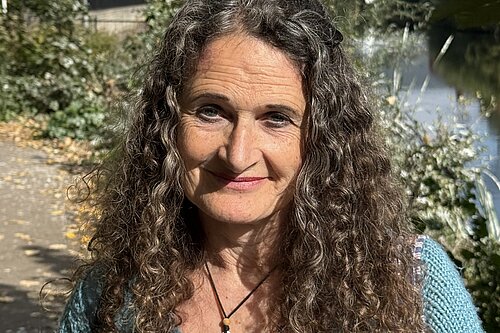 Cllr Caroline Ellis at the River Tone in Taunton