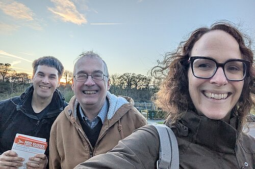 Alison, Simon and David canvass in Kings Weald, Burgess Hill