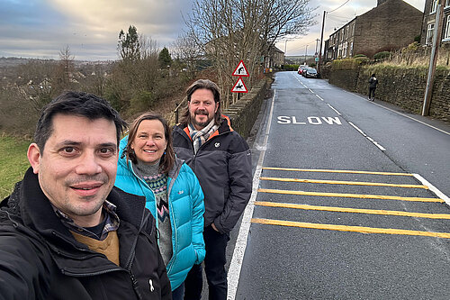 Councillors Alicia Marland, Mark Kenyon and Sam Al-Hamdani at Under Lane