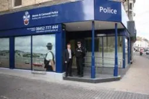 Richard Younger-Ross MP and Inspector Shaw outside the new police premises