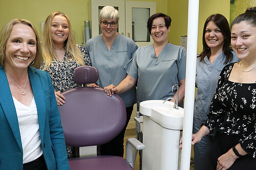 Helen with staff at Green End dental practice