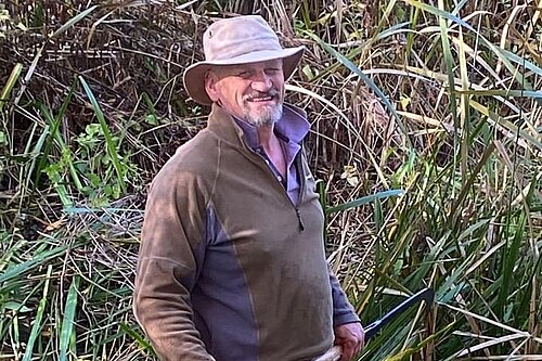 Cllr John Rudge caught in action