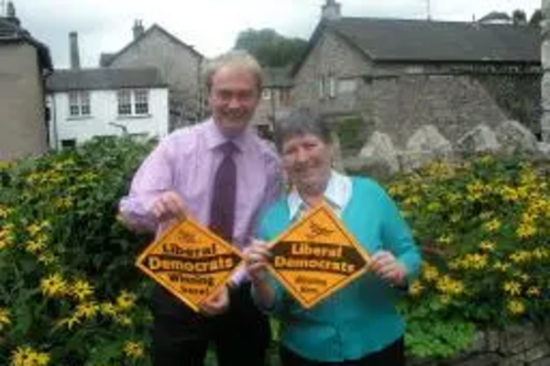 Jane Hall with Tim Farron MP