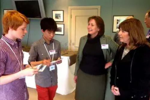 Judith Bunting with Maggie Philbin meet young people at Teen Tech event