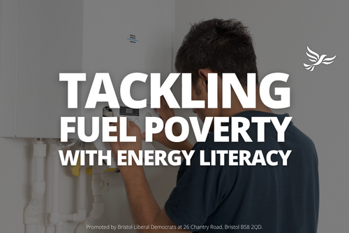 Graphic saying "tackling fuel poverty with energy literacy"