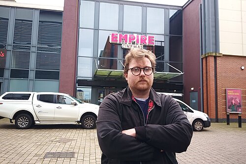 Cllr Ciaran Morrisey outside the Cinema