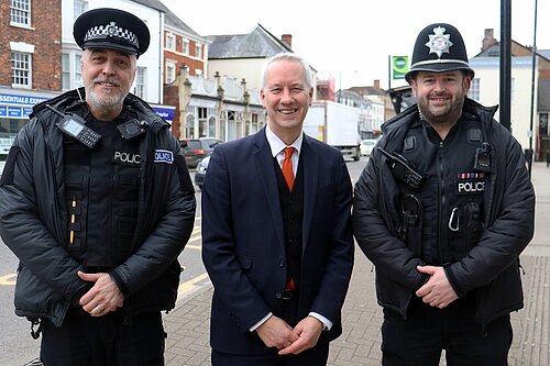 Gideon Amos MP tours Wellington with Steve Jones and Jon O’Connor