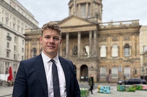 Cllr Carl Cashman outside Liverpool Town Hall