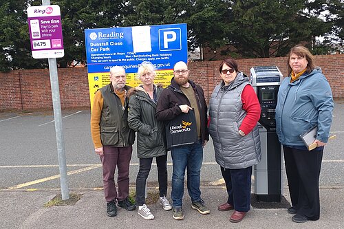Tilehurst Lib Dem team in Dunstall Close car park.