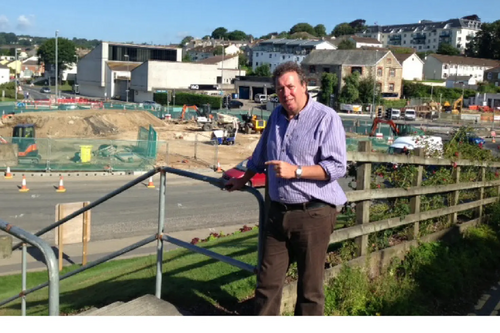Trafalgar roundabout, Truro, showing upheaval because of Eastern District Centre