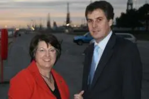 Catherine Bearder MEP and David Goodall by Southampton Docks
