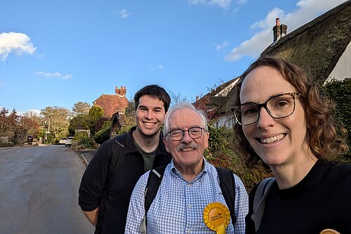 Alison with Lib Dem Canvassers in a rural street