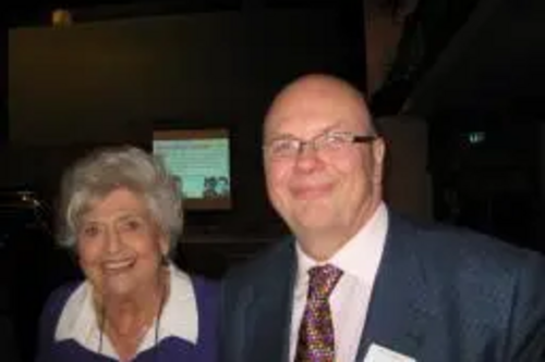 Claire Rayner with LDHS Chair Arnie Gibbons earlier this year