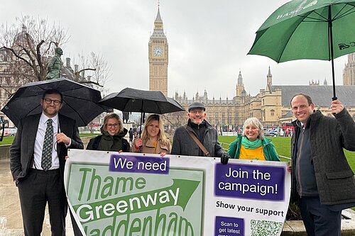 Freddie with campaigners in Westminster