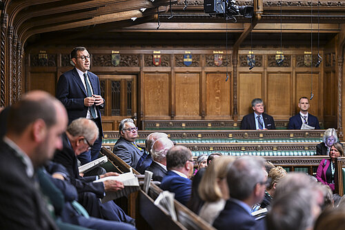 Tom Gordon speaking in the House of Commons Chamber