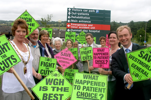 Group of campaigners outside Westmorland General Hospital