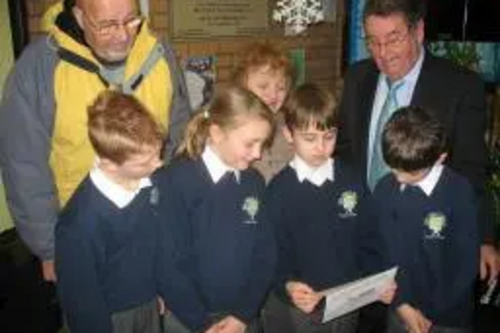 Heywood North Councillors Peter Rush, Doreen Brophy-Lee, Malcolm Bruce and competition winner Lewis Brown
