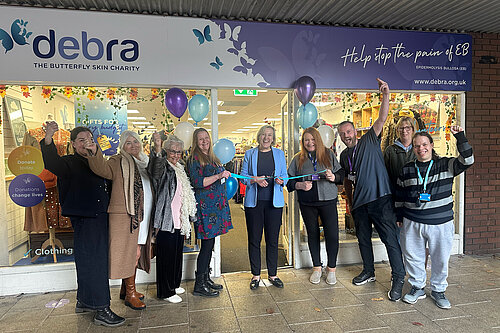 Lisa Smart MP reopens the DEBRA store in Romiley after it was refurbished