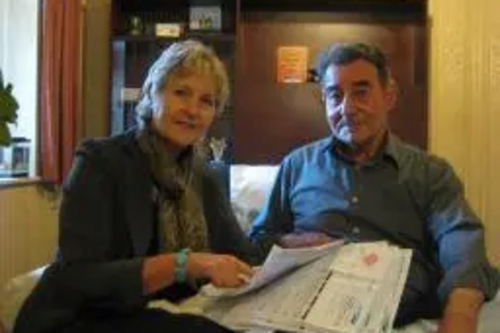 Terrye Teverson sorting through George Ellul’s water bills in Truro this week