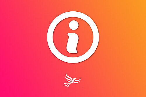 A graphic with "i" symbolising "information".