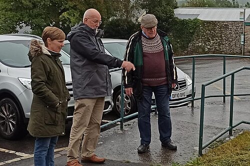 Parish Clerk Sam Parkin and Councillors John Nutley and John Farrand-Rogers examine grounds works