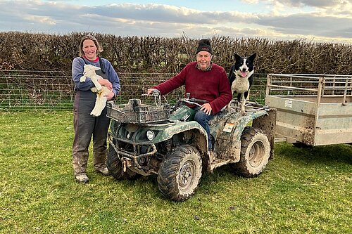 Steve Middleton on his farm with Councillor Cheryl Cottle-Hunkin