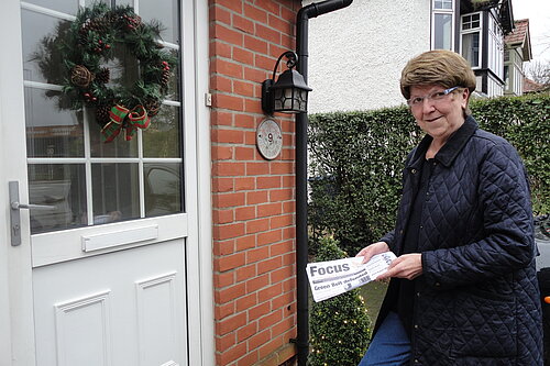 Barbara Delivering a leaflet