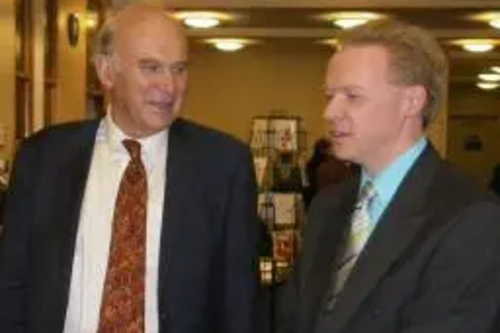 Vince Cable, Lib Dem Shadow Chancellor with Stephen Robinson
